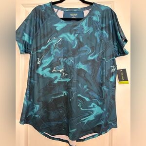 NWT Tek Gear Teal Marble Print Shirt